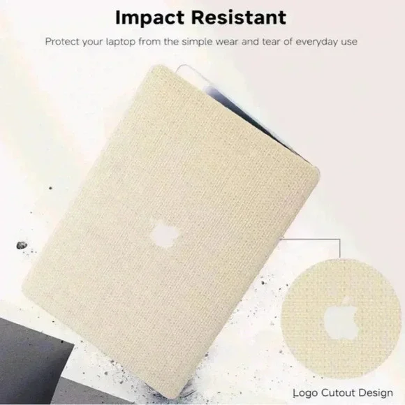 Hard Shell Case for MacBook Pro 13" with Keyboard Cover Beige Textured Slim New - Picture 11 of 12